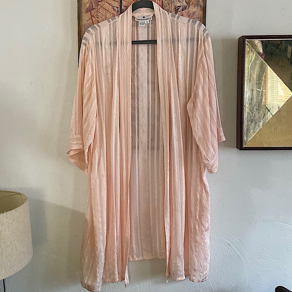 SAKS FIFTH AVENUE 100% SILK KIMONO ROBE SHORT ROBE SILK LOUNGEWEAR - Picture 4 of 13